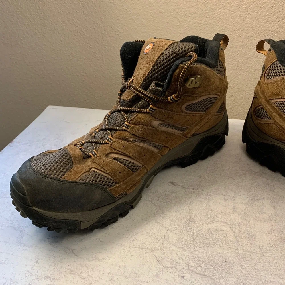 Merrell‎ Moab 2 Mid Hiking Boots Mens 14 Brown Suede Vibram J06057M Earth EUC